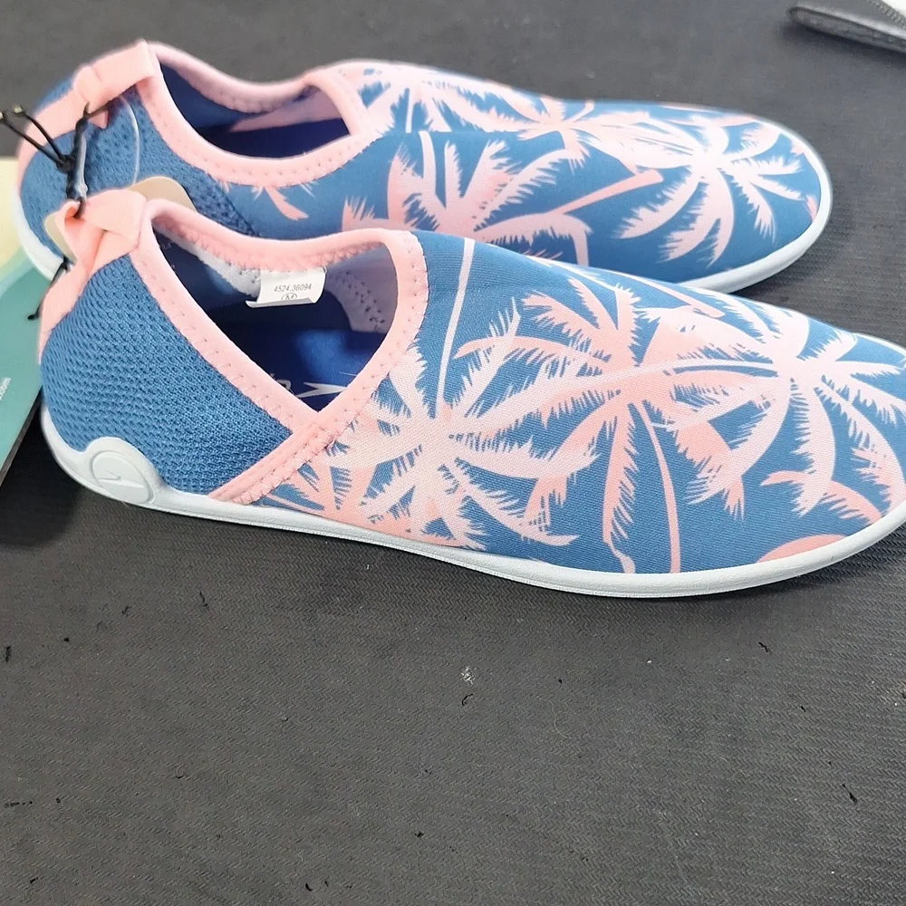 Speedo Kids Water Shoes - Blue with Pink Palm Design